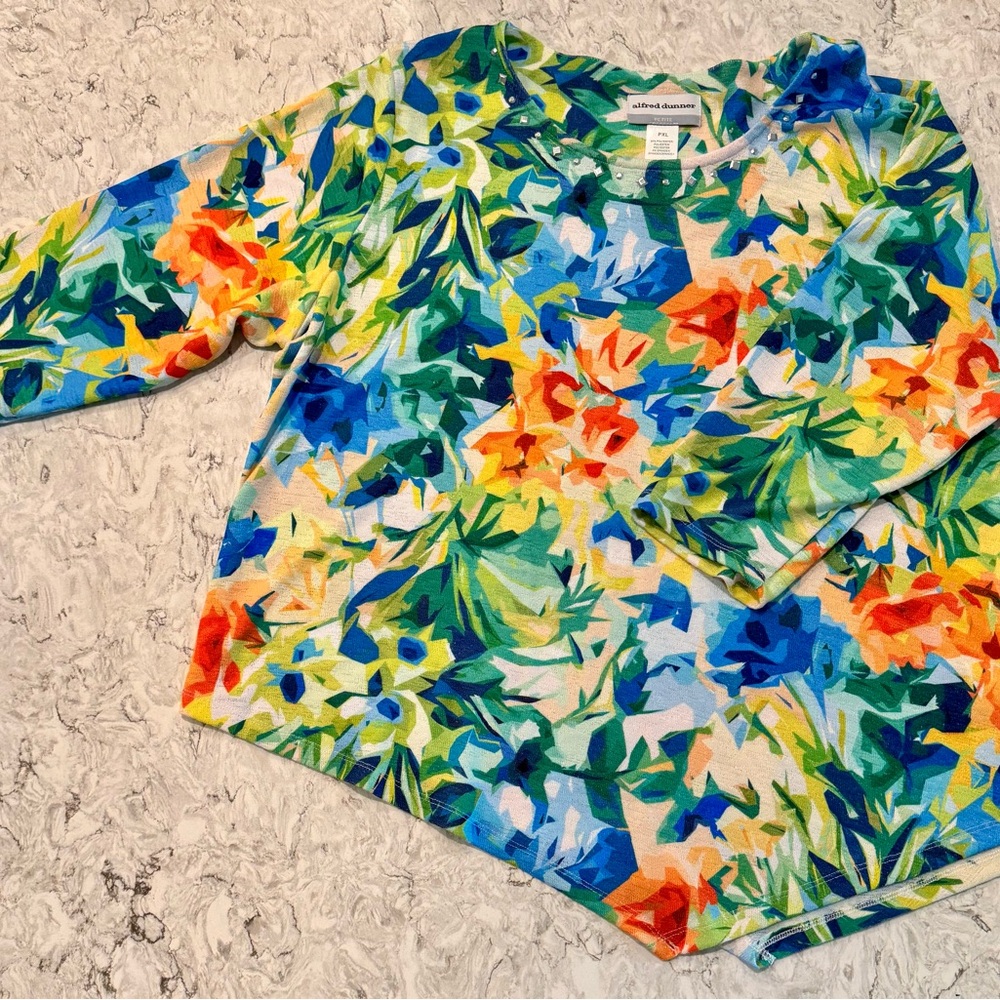 Alfred Dunner Gorgeous Floral 3/4 Sleeve Top